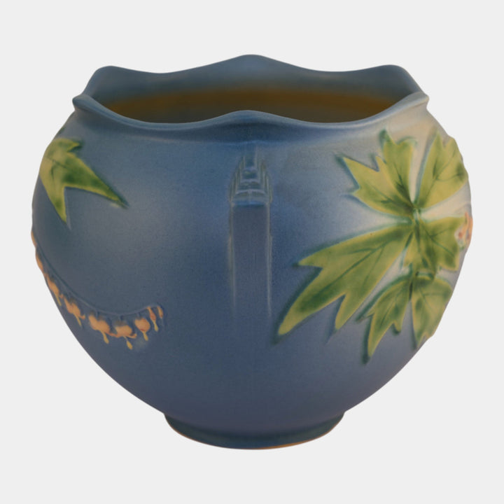 Roseville Bleeding Heart Blue 1940 Vintage Ceramic Jardiniere Planter 651-6
