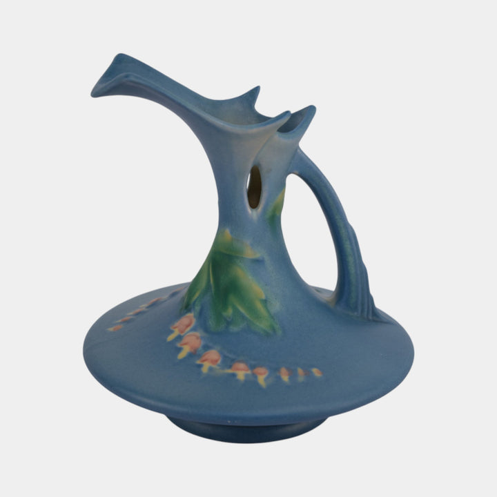 Roseville Bleeding Heart Blue 1940 Vintage Art Pottery Ceramic Ewer 963-6
