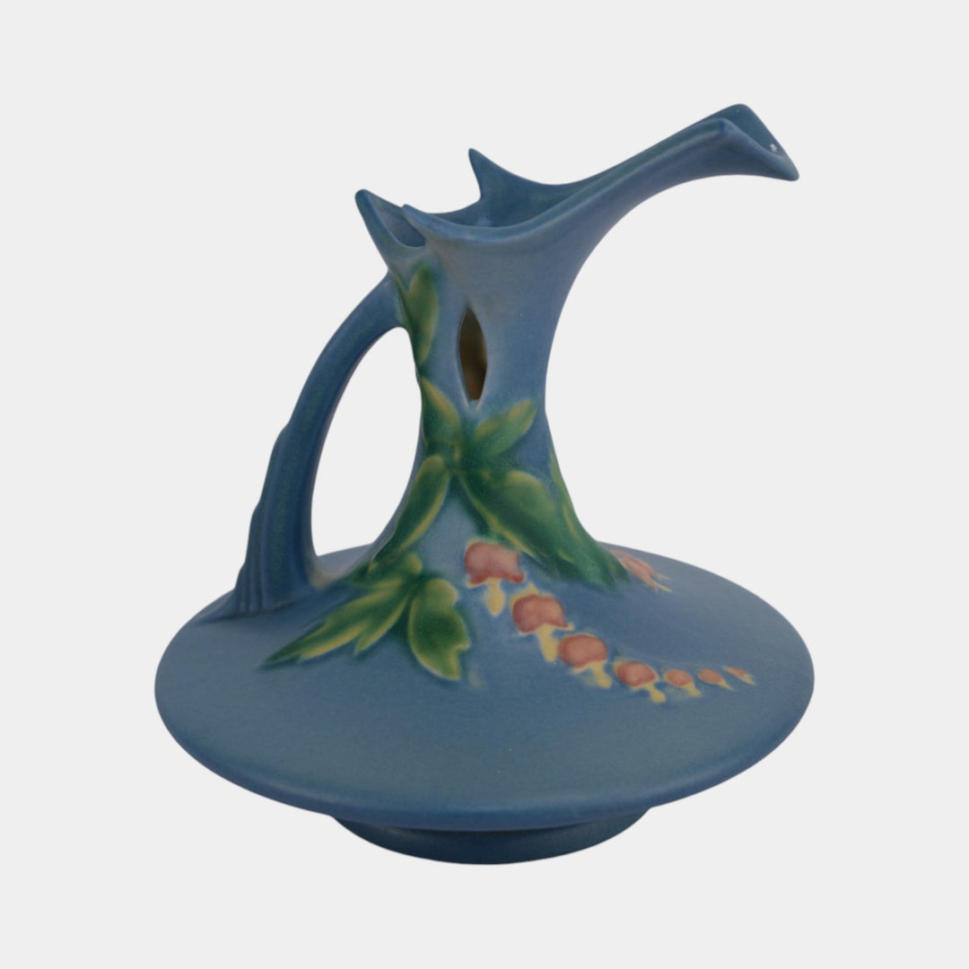 Roseville Bleeding Heart Blue 1940 Vintage Art Pottery Ceramic Ewer 963-6