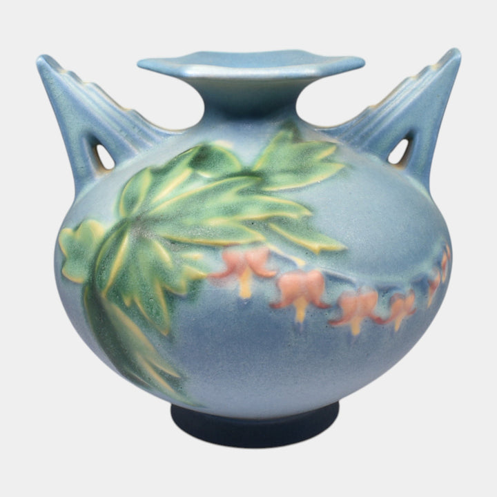 Roseville Bleeding Heart Blue 1940 Vintage Art Pottery Ceramic Vase 961-4
