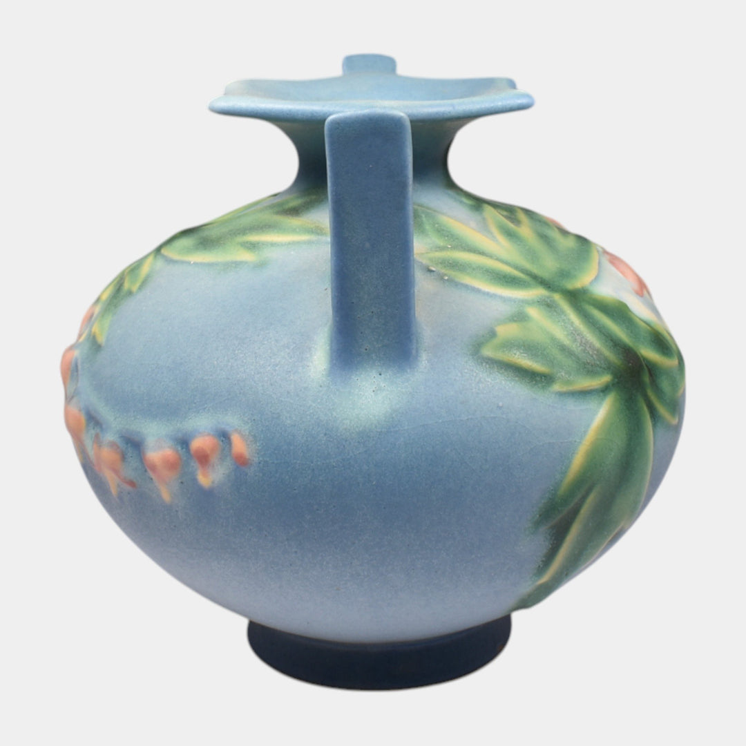 Roseville Bleeding Heart Blue 1940 Vintage Art Pottery Ceramic Vase 961-4