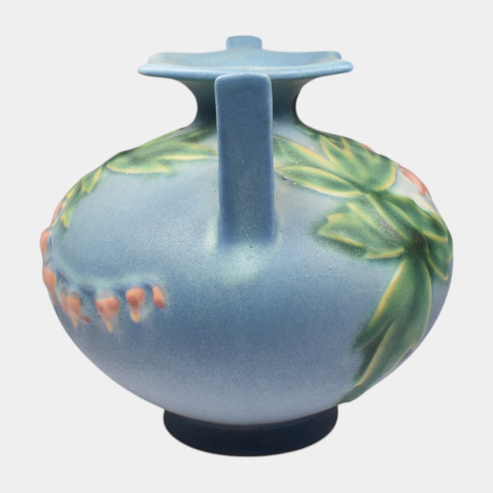 Roseville Bleeding Heart Blue 1940 Vintage Art Pottery Ceramic Vase 961-4