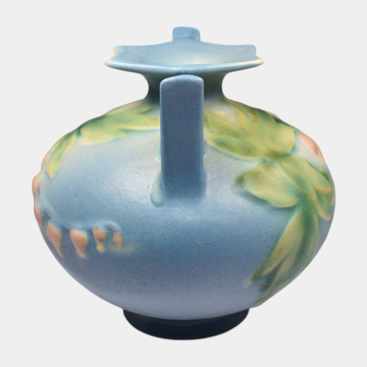 Roseville Bleeding Heart Blue 1940 Vintage Art Pottery Ceramic Vase 961-4