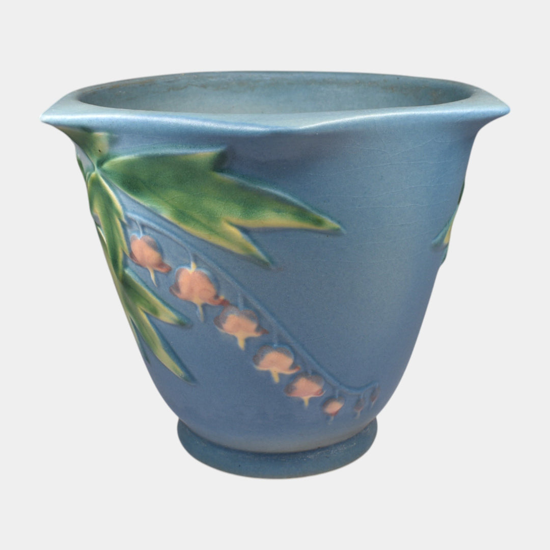 Roseville Bleeding Heart Blue 1940 Art Pottery Flower Pot 652-5