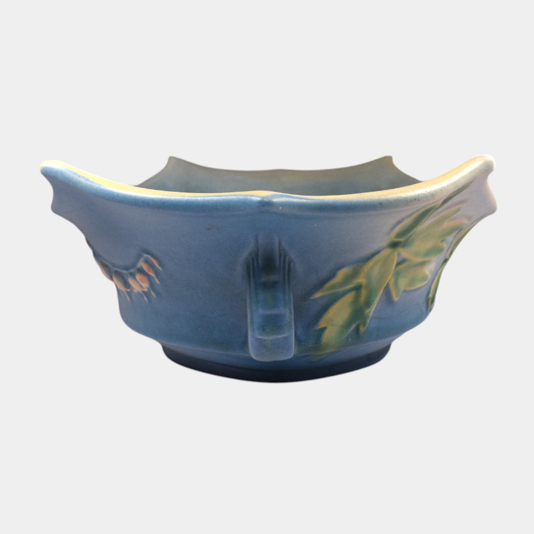Roseville Bleeding Heart Blue 1940 Vintage Art Ceramic Bowl 383-12