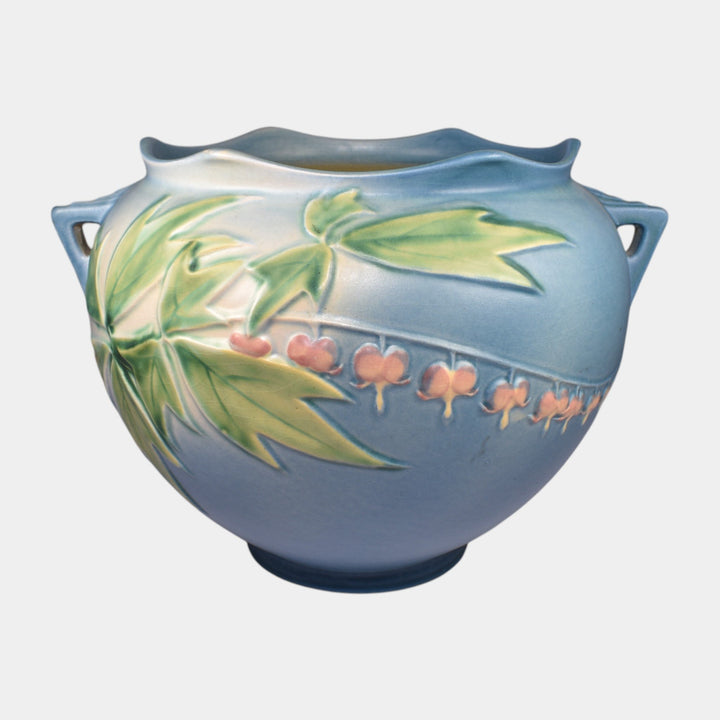 Roseville Bleeding Heart Blue 1940 Vintage Art Pottery Jardiniere Planter 651-7