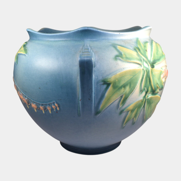 Roseville Bleeding Heart Blue 1940 Vintage Art Pottery Jardiniere Planter 651-7