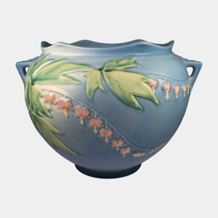Roseville Bleeding Heart Blue 1940 Vintage Art Pottery Jardiniere Planter 651-7