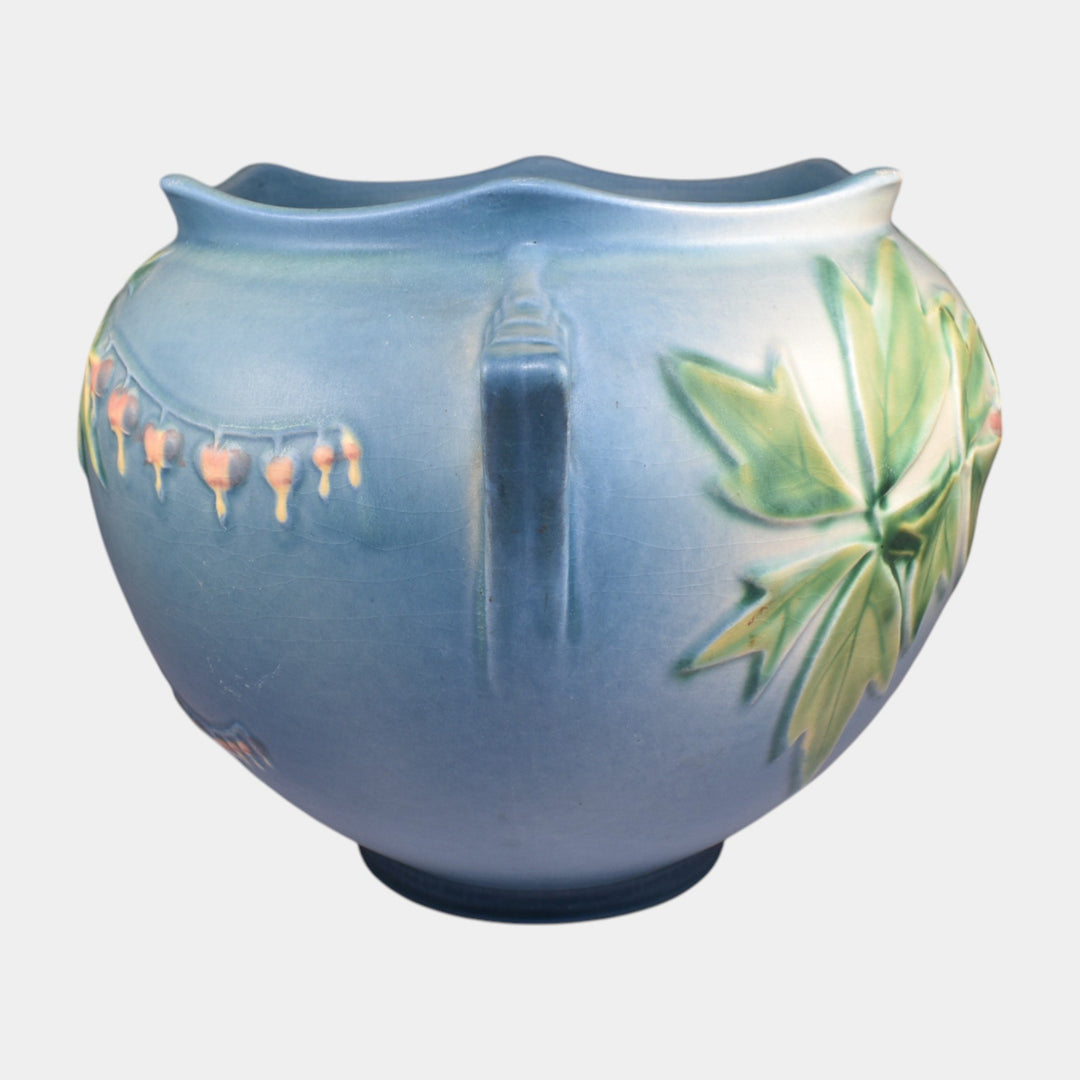 Roseville Bleeding Heart Blue 1940 Vintage Art Pottery Jardiniere Planter 651-7