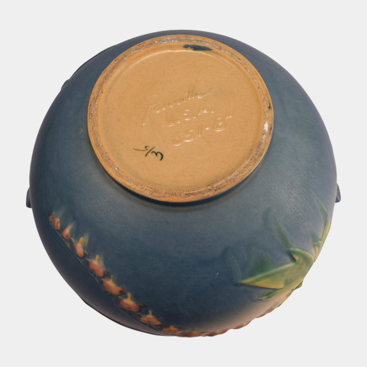 Roseville Bleeding Heart Blue 1940 Art Pottery Jardiniere And Pedestal 651-8