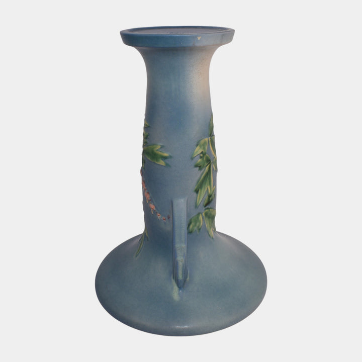 Roseville Bleeding Heart Blue 1940 Art Pottery Pedestal 651-8