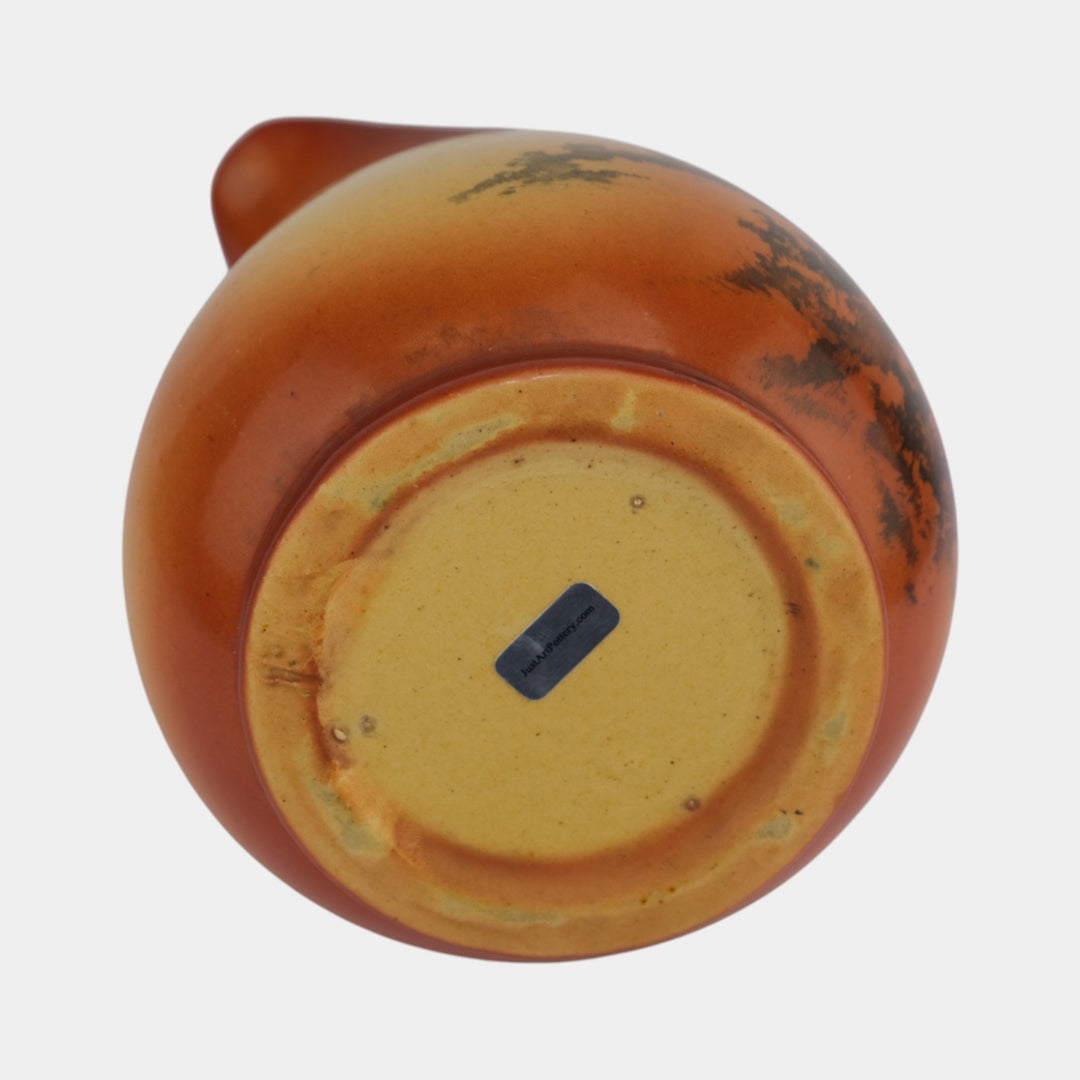 Roseville Autumn 1910 Vintage Art Pottery Yellow Orange Scenic Ceramic Pitcher - Just Art Pottery