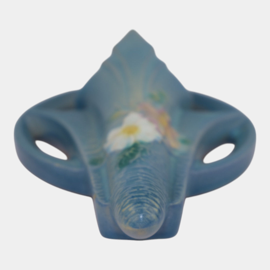 Roseville Pottery Cosmos Blue 1939 Art Deco Pottery Ceramic Wall Pocket 1285-6