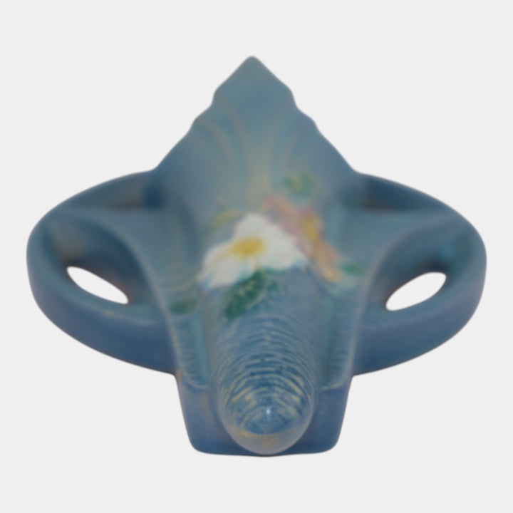 Roseville Pottery Cosmos Blue 1939 Art Deco Pottery Ceramic Wall Pocket 1285-6