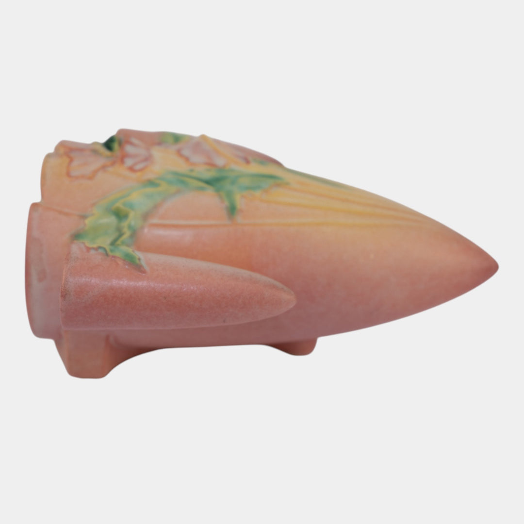 Roseville Poppy Pink 1930 Vintage Art Ceramic Wall Pocket 1281-8