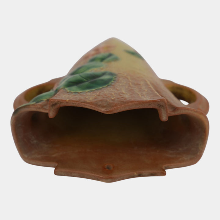 Roseville Fuchsia Brown 1938 Vintage Art Pottery Ceramic Wall Pocket 1282-8