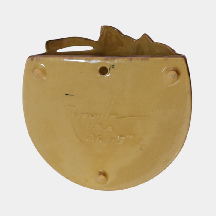Roseville Wincraft Tan 1948 Mid Century Modern Art Pottery Wall Pocket 267-5