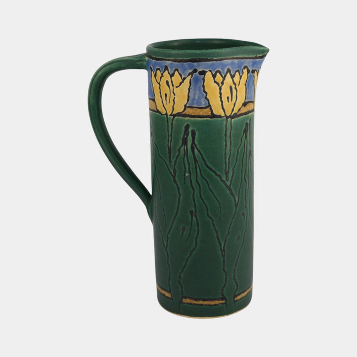 Door Studio Pottery Saturday Evening Girl Style Matte Green Tulip Pitcher