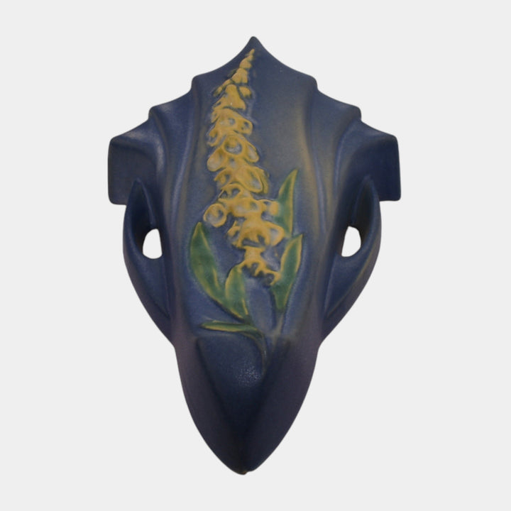 Roseville Foxglove Blue 1942 Vintage Art Pottery Ceramic Wall Pocket 1292-8