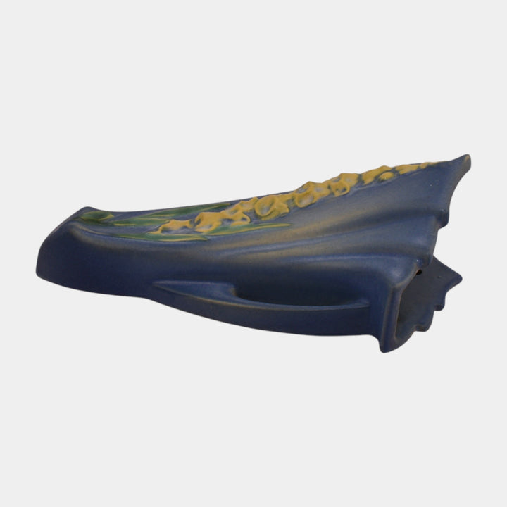 Roseville Foxglove Blue 1942 Vintage Art Pottery Ceramic Wall Pocket 1292-8