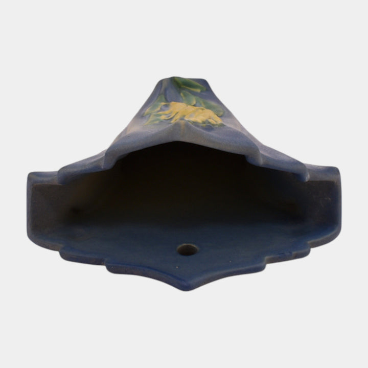Roseville Foxglove Blue 1942 Vintage Art Pottery Ceramic Wall Pocket 1292-8