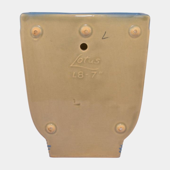 Roseville Lotus Blue 1952 Mid Century Modern Pottery Ceramic Wall Pocket L8-7