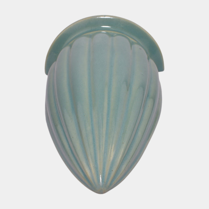Roseville Lombardy Green 1926 Vintage Art Deco Pottery Wall Pocket 1257-8 - Just Art Pottery