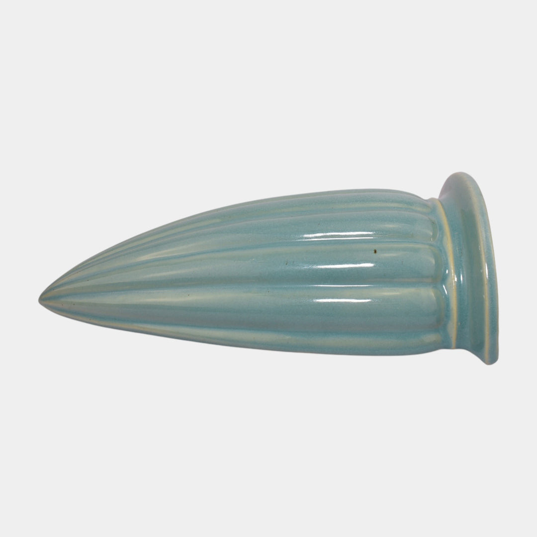 Roseville Lombardy Green 1926 Vintage Art Deco Pottery Wall Pocket 1257-8 - Just Art Pottery
