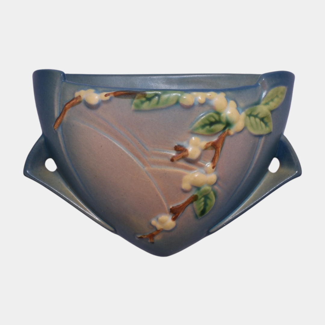 Roseville Pottery Snowberry 1947 Blue Mid Century Modern Wall Pocket 1WP-8