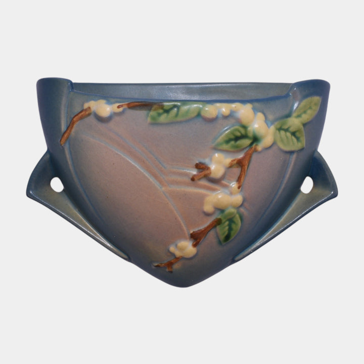 Roseville Pottery Snowberry 1947 Blue Mid Century Modern Wall Pocket 1WP-8