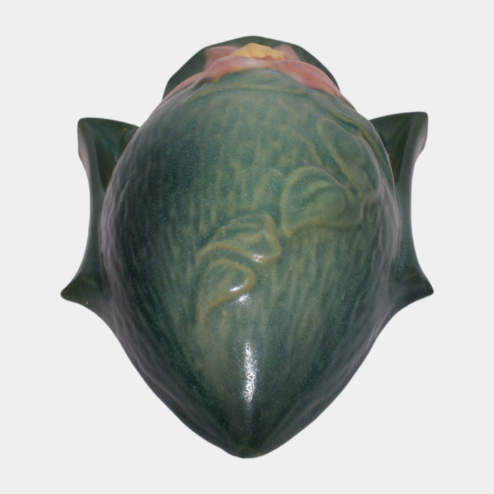 Roseville Clematis Green 1944 Vintage Art Pottery Ceramic Wall Pocket 1295-8