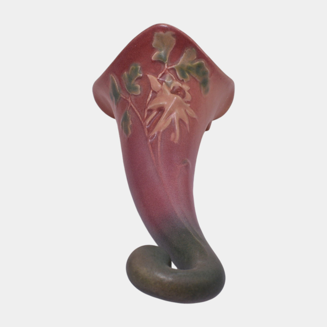 Roseville Columbine Pink 1941 Mid Century Modern Art Pottery Wall Pocket 1290-8