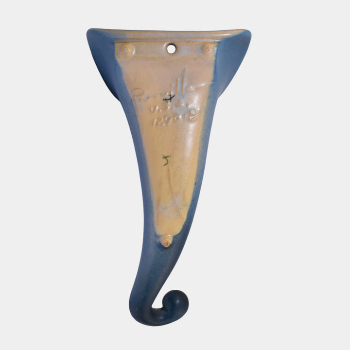 Roseville Columbine Blue 1941 Mid Century Modern Art Pottery Wall Pocket 1290-8