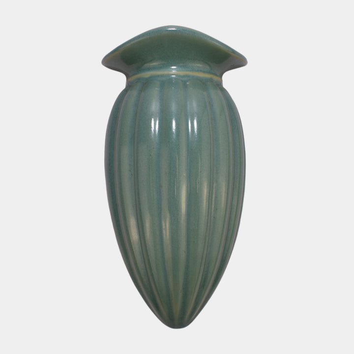 Roseville Lombardy Blue 1926 Vintage Art Deco Pottery Wall Pocket 1256-8
