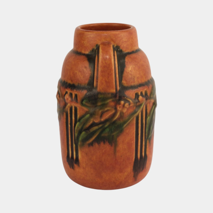 Roseville Laurel Red 1934 Vintage Art Deco Pottery Ceramic Vase 668-6