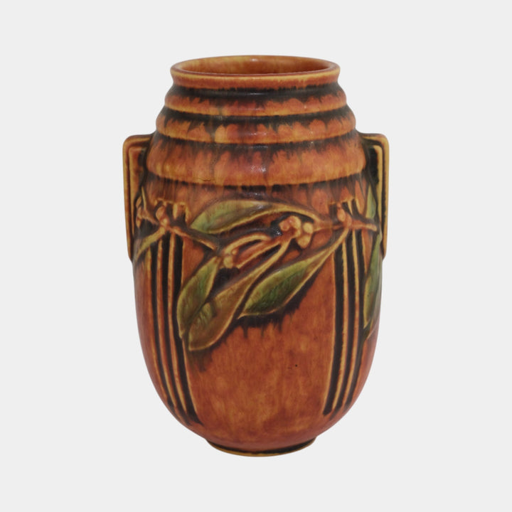 Roseville Laurel Red 1934 Vintage Art Deco Pottery Ceramic Vase 670-7