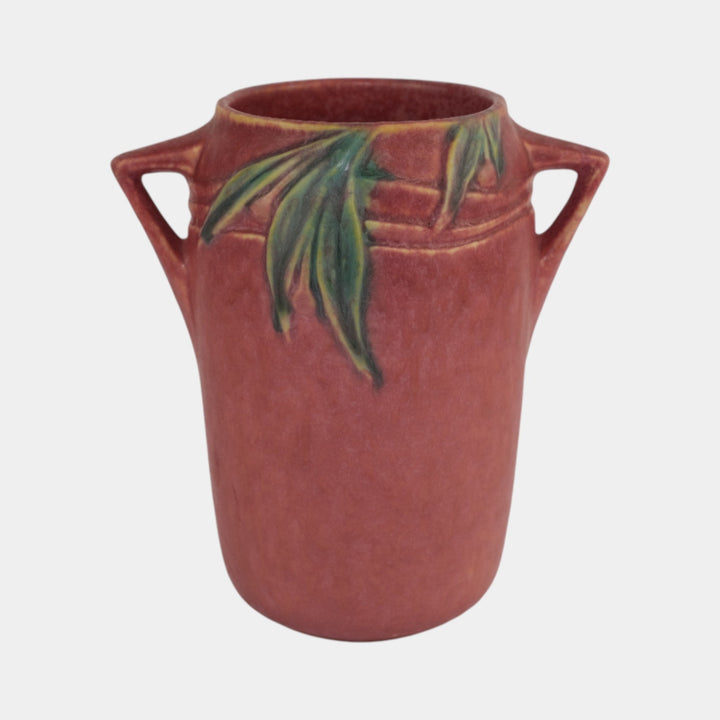 Roseville Velmoss II Red Pink 1935 Vintage Art Deco Pottery Vase 714-6