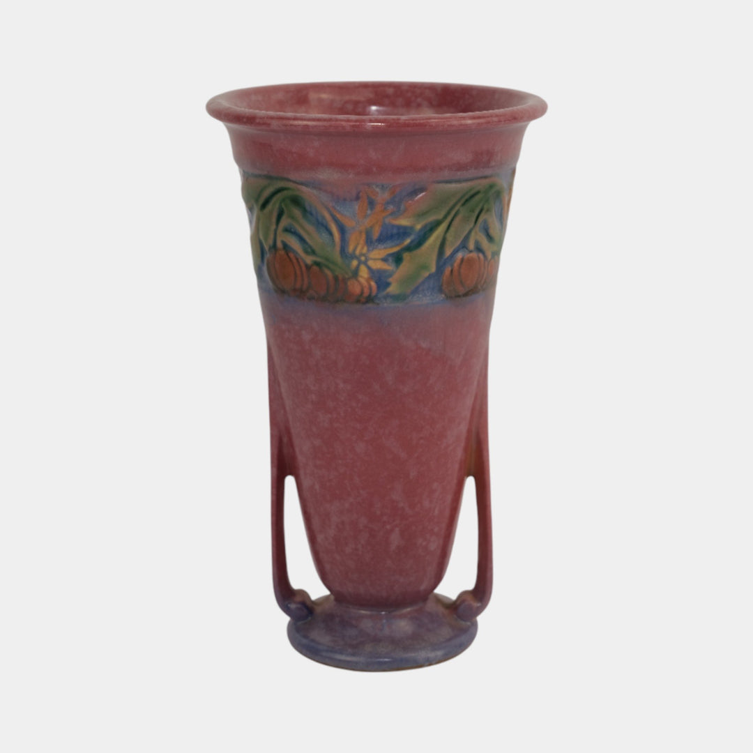 Roseville Baneda Pink 1932 Vintage Art Deco Pottery Ceramic Handled Vase 604-7