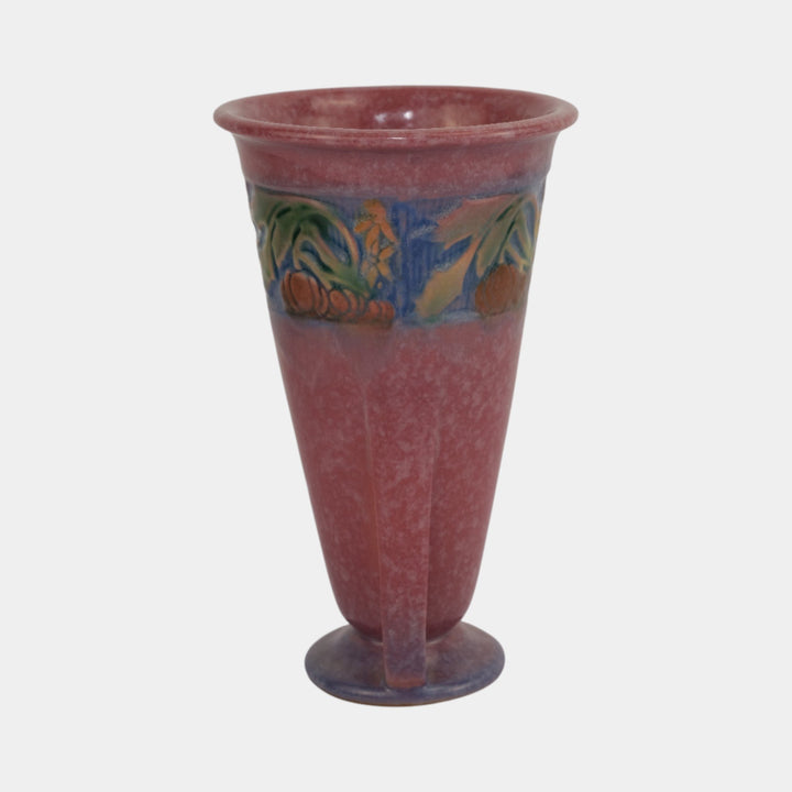 Roseville Baneda Pink 1932 Vintage Art Deco Pottery Ceramic Handled Vase 604-7