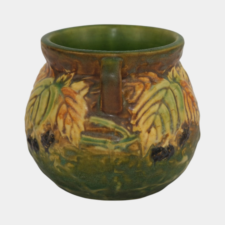 Roseville Blackberry 1932 Vintage Art Pottery Green Ceramic Bulbous Vase 567-4