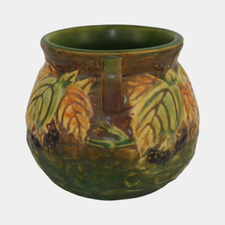 Roseville Blackberry 1932 Vintage Art Pottery Green Ceramic Bulbous Vase 567-4