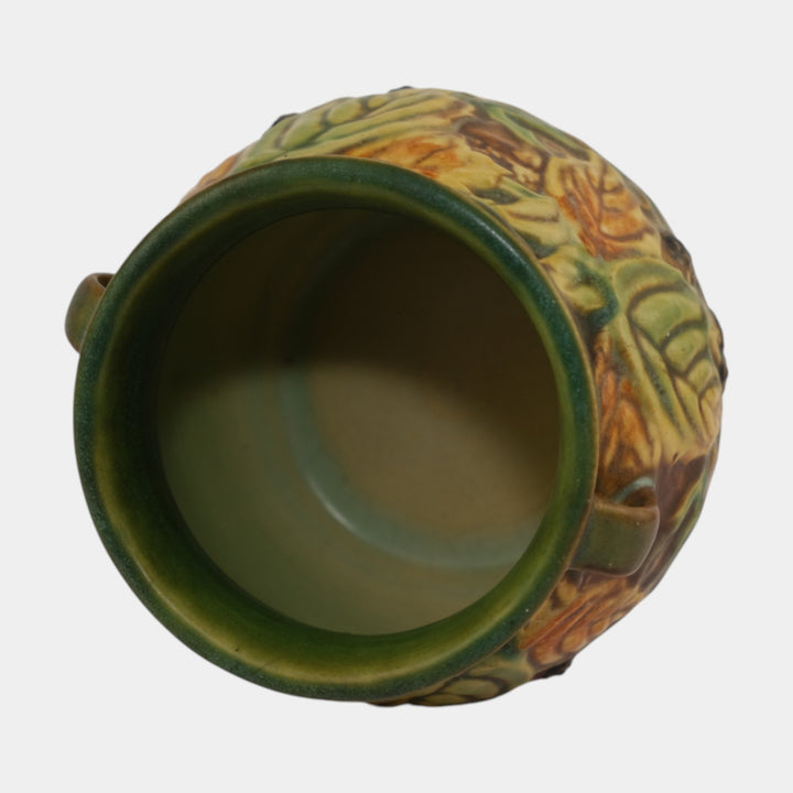 Roseville Blackberry 1932 Vintage Art Pottery Green Ceramic Bulbous Vase 567-4