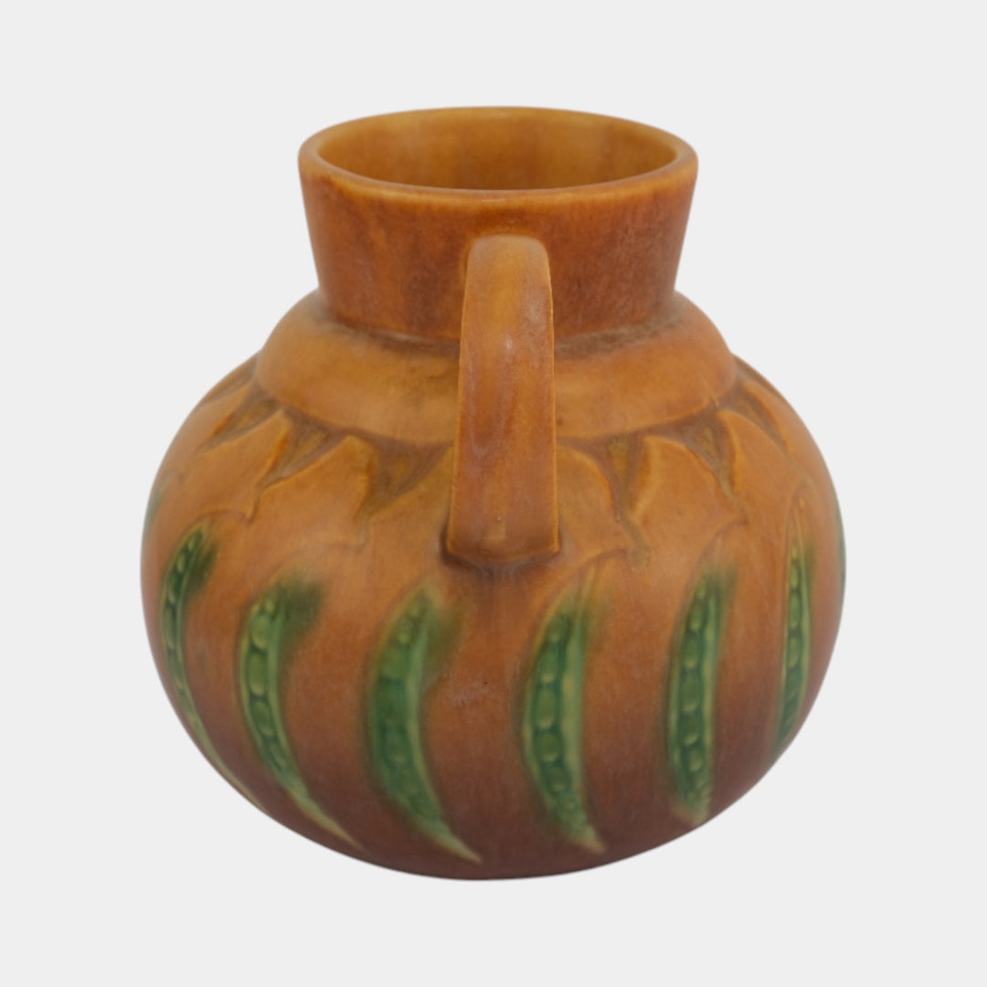 Roseville Falline Brown 1933 Vintage Arts And Crafts Ceramic Handled Vase 644-6