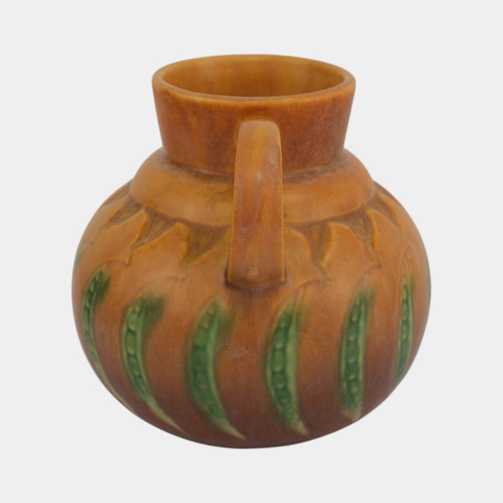 Roseville Falline Brown 1933 Vintage Arts And Crafts Ceramic Handled Vase 644-6