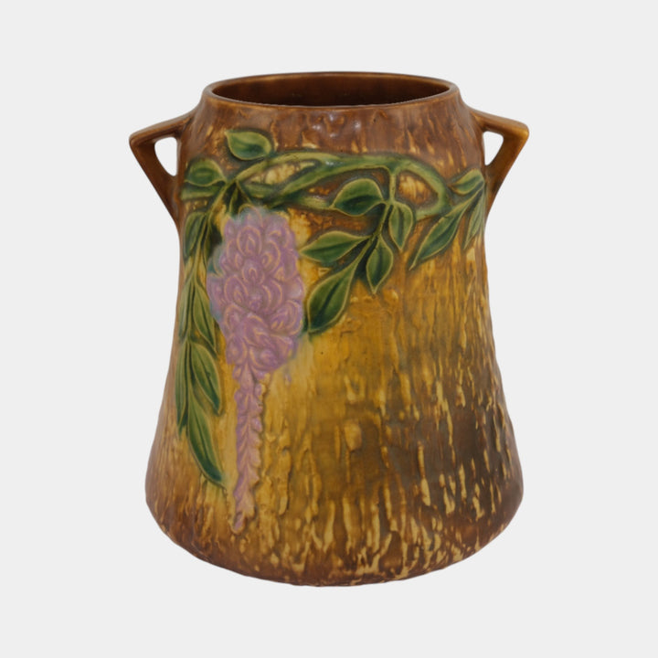 Roseville Wisteria Tan 1933 Vintage Arts And Crafts Pottery Ceramic Vase 633-8