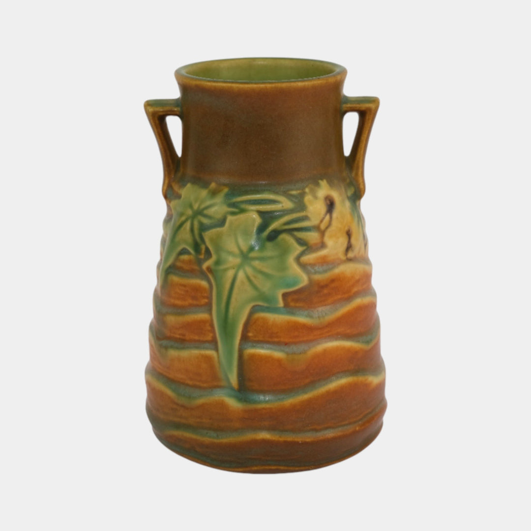 Roseville Luffa Tan 1934 Vintage Arts And Crafts Pottery Ceramic Vase 683-6