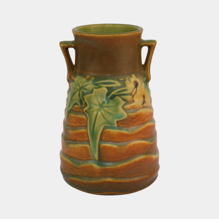 Roseville Luffa Tan 1934 Vintage Arts And Crafts Pottery Ceramic Vase 683-6