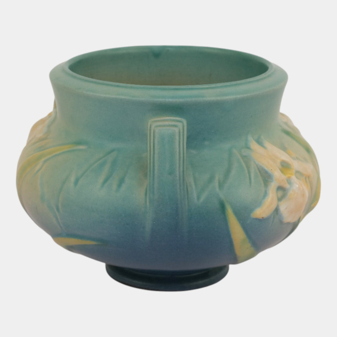 Roseville Iris Blue 1939 Vintage Pottery Jardiniere Planter 647-4