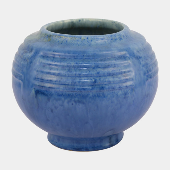 Roseville Tourmaline Blue 1933 Vintage Art Deco Pottery Round Ceramic Vase 238-5