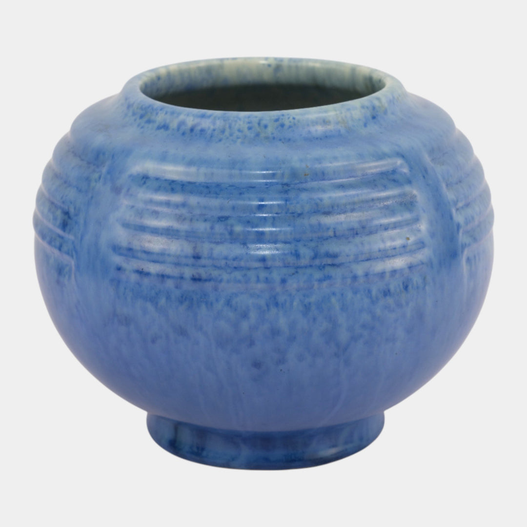 Roseville Tourmaline Blue 1933 Vintage Art Deco Pottery Round Ceramic Vase 238-5